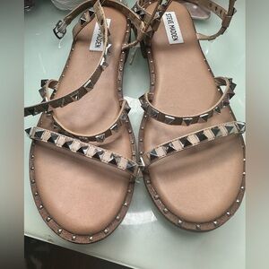 Steve Madden Travel Tan studded wrap sandals 8.5